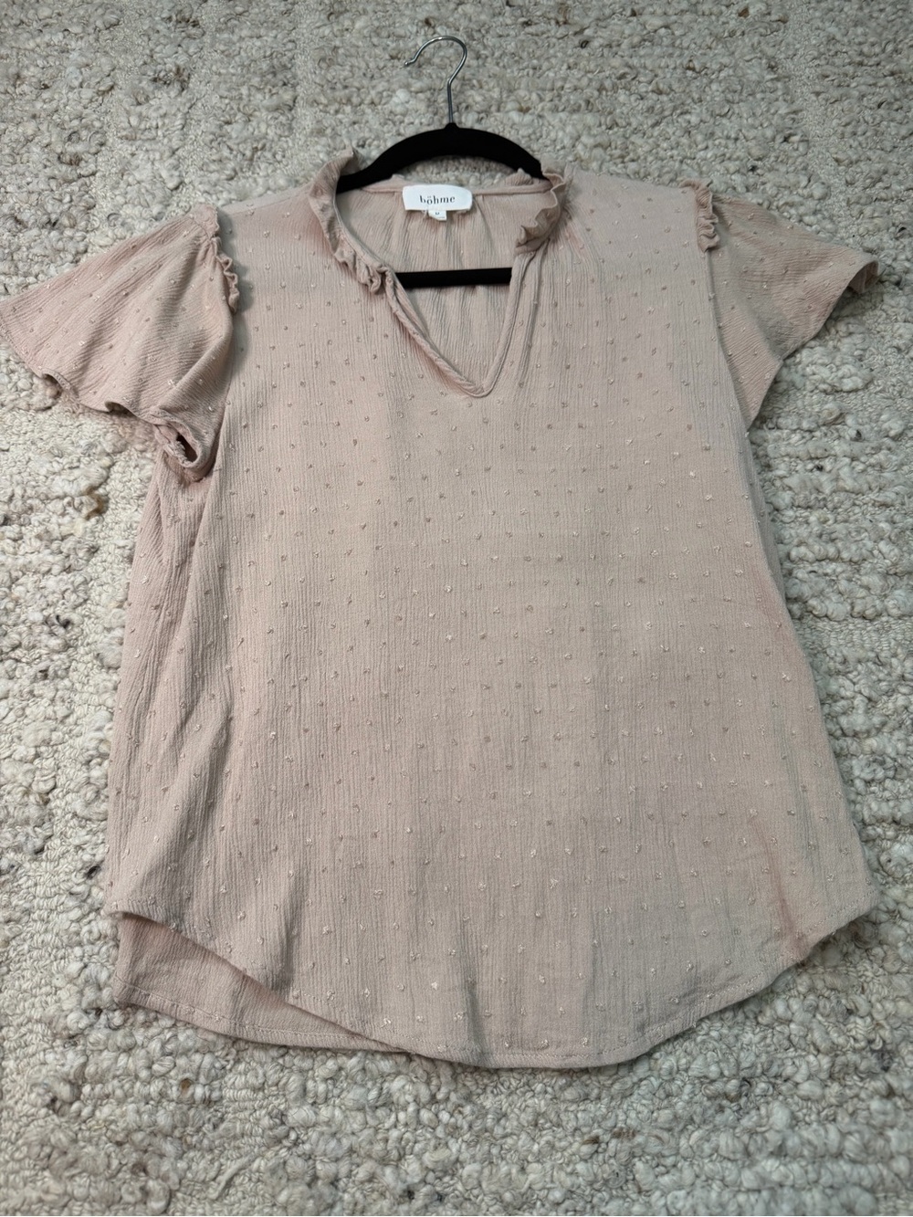 Bohme Ruffle Trim Swiss Dot Top